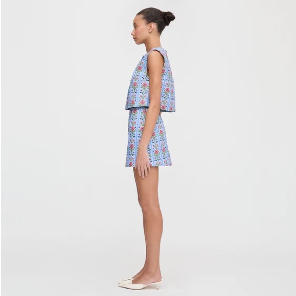 Hill house blue floral block stripe set NWT M top XS skirt - Picture 2 of 5